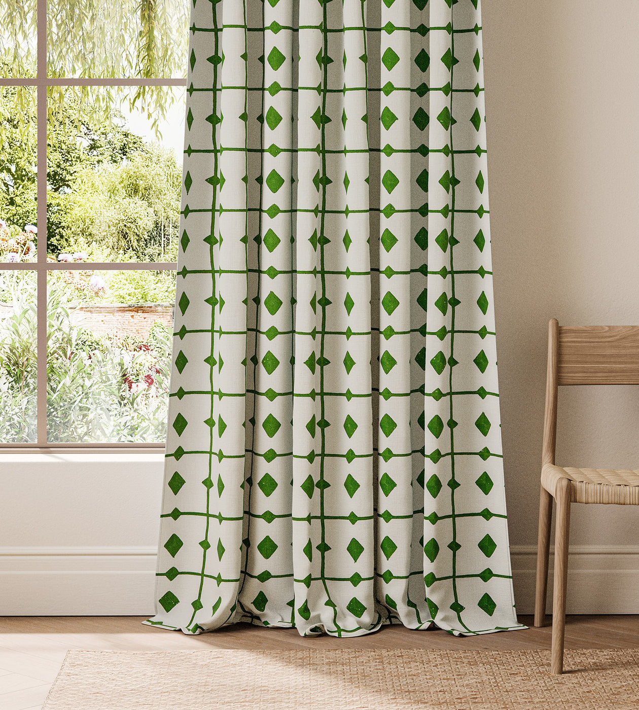 NPOF134842 Tiles Kelly Green Pomona Fabric by Scion