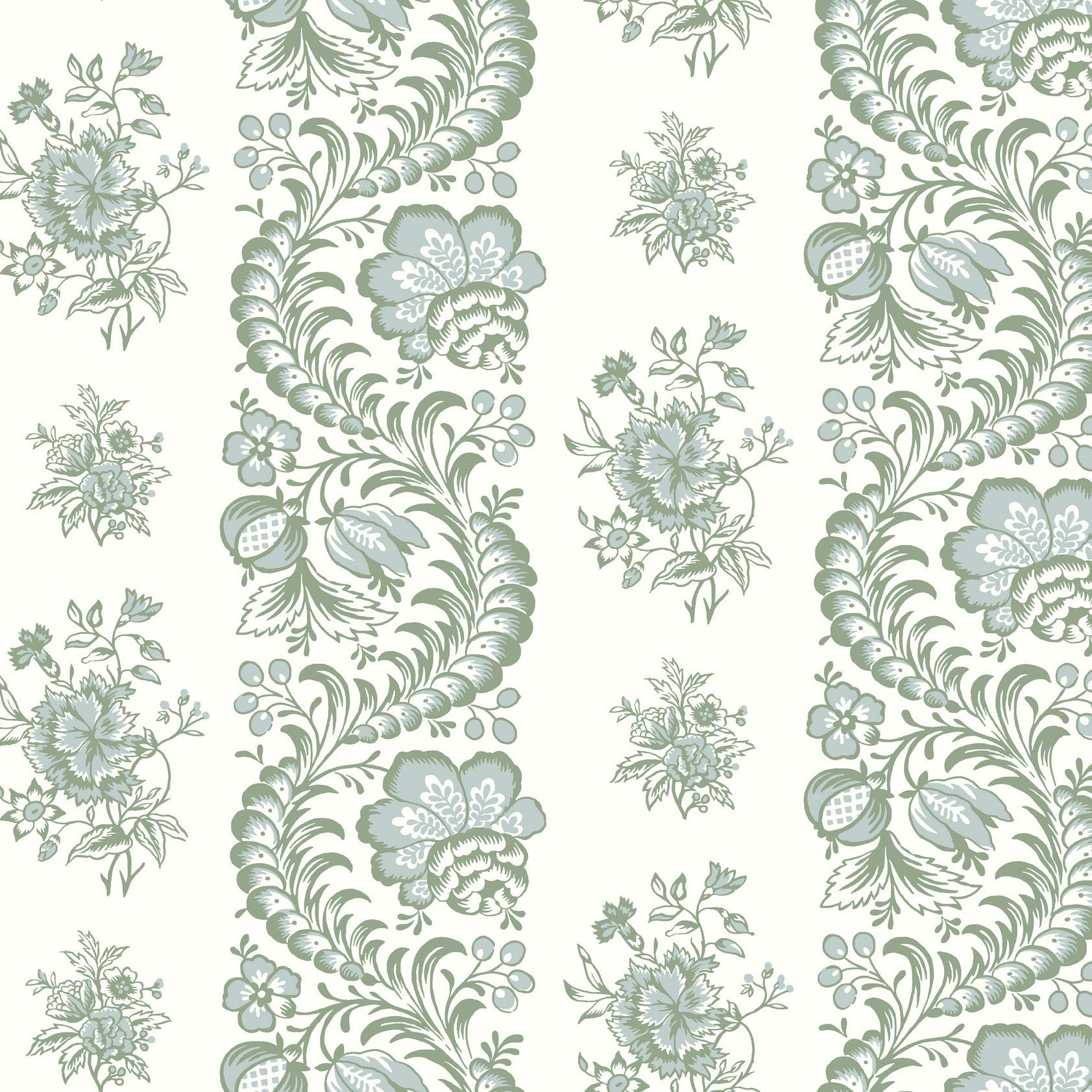 Beaumont Floral Stripe Green Jardin Wallpaper by York Wallcoverings