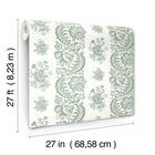 Beaumont Floral Stripe Green Jardin Wallpaper by York Wallcoverings