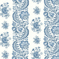 Beaumont Floral Stripe Blue Jardin Wallpaper by York Wallcoverings