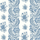 Beaumont Floral Stripe Blue Jardin Wallpaper by York Wallcoverings