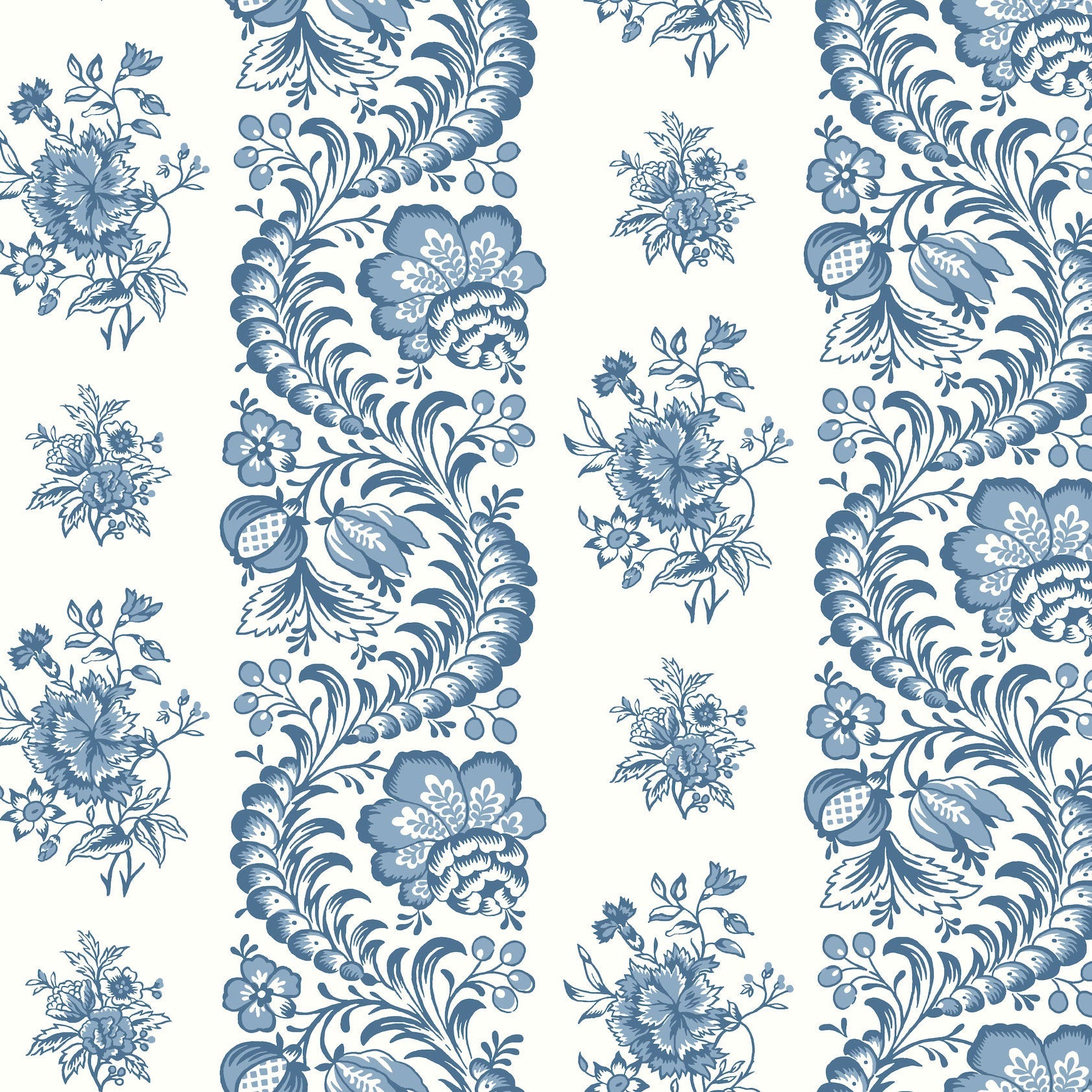 Beaumont Floral Stripe Blue Jardin Wallpaper by York Wallcoverings
