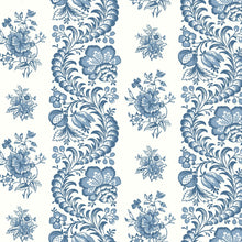 Beaumont Floral Stripe Blue Jardin Wallpaper by York Wallcoverings
