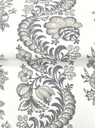 Beaumont Floral Stripe Charcoal Jardin Wallpaper by York Wallcoverings