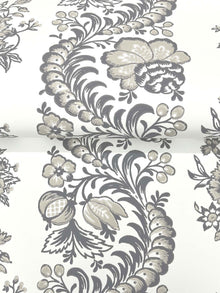 Beaumont Floral Stripe Charcoal Jardin Wallpaper by York Wallcoverings