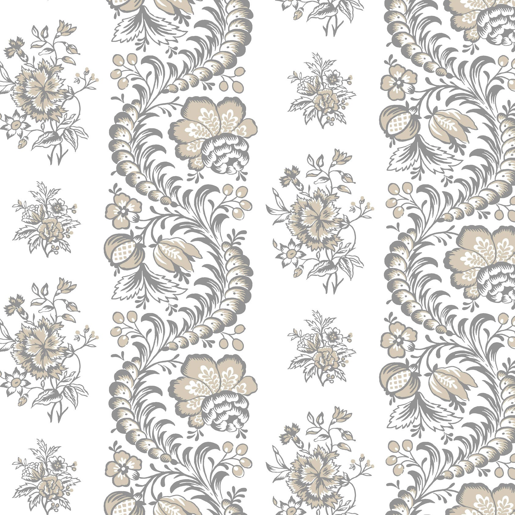 Beaumont Floral Stripe Charcoal Jardin Wallpaper by York Wallcoverings
