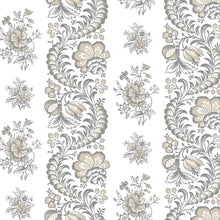 Beaumont Floral Stripe Charcoal Jardin Wallpaper by York Wallcoverings