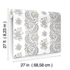 Beaumont Floral Stripe Charcoal Jardin Wallpaper by York Wallcoverings