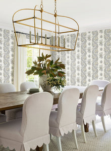 Beaumont Floral Stripe Charcoal Jardin Wallpaper by York Wallcoverings