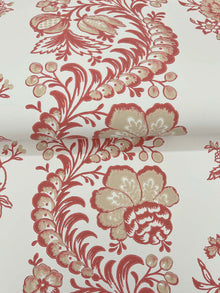 Beaumont Floral Stripe Ruby Jardin Wallpaper by York Wallcoverings