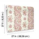 Beaumont Floral Stripe Ruby Jardin Wallpaper by York Wallcoverings