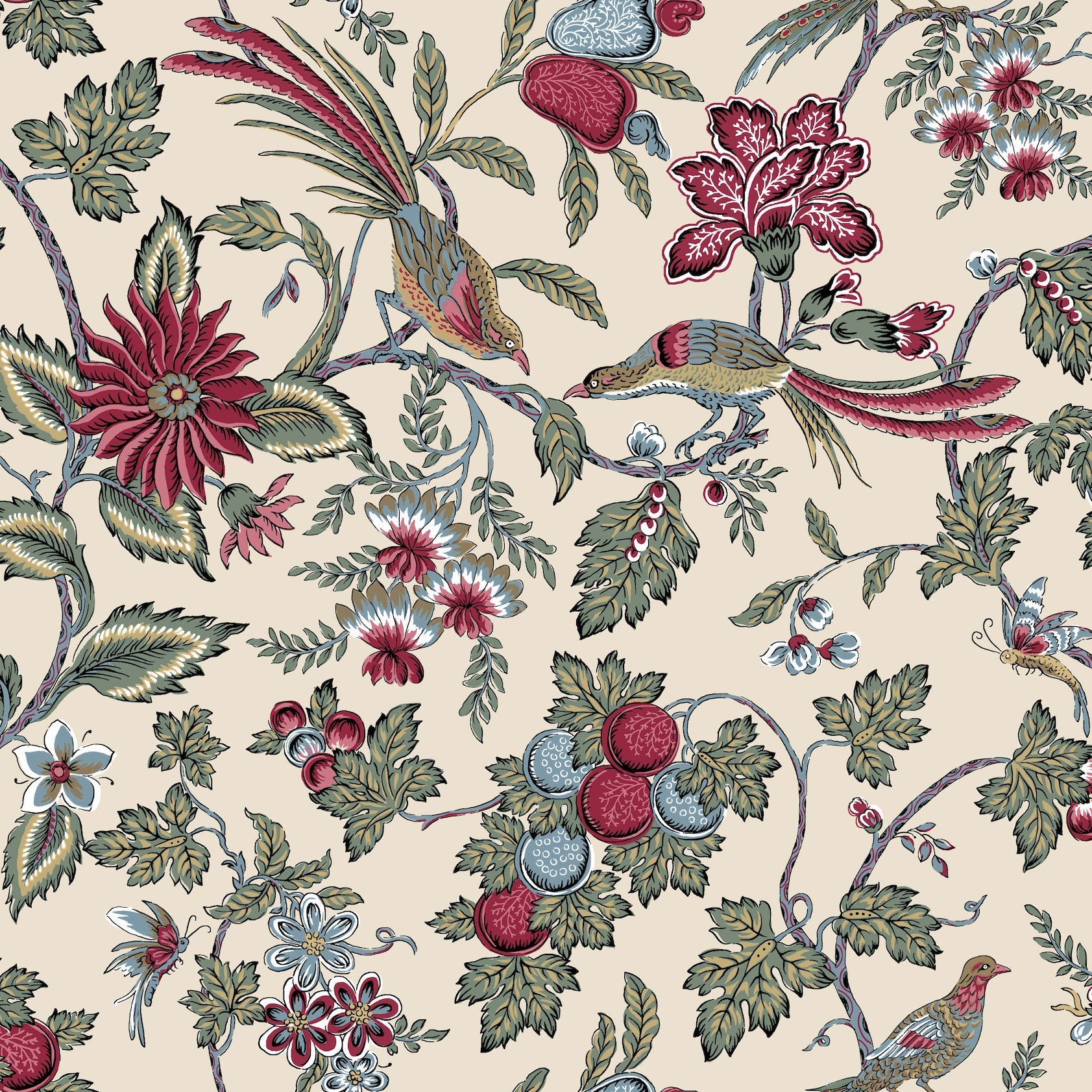 Parterre Jacobean Raspberry Jardin Wallpaper by York Wallcoverings