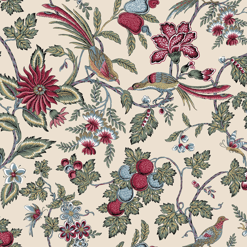 Parterre Jacobean Raspberry Jardin Wallpaper by York Wallcoverings