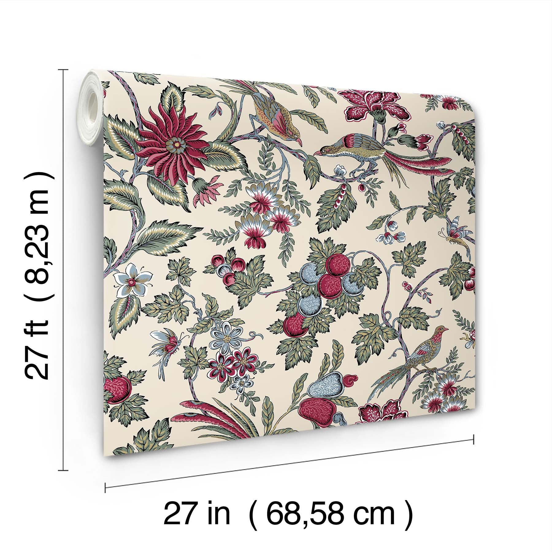 Parterre Jacobean Raspberry Jardin Wallpaper by York Wallcoverings