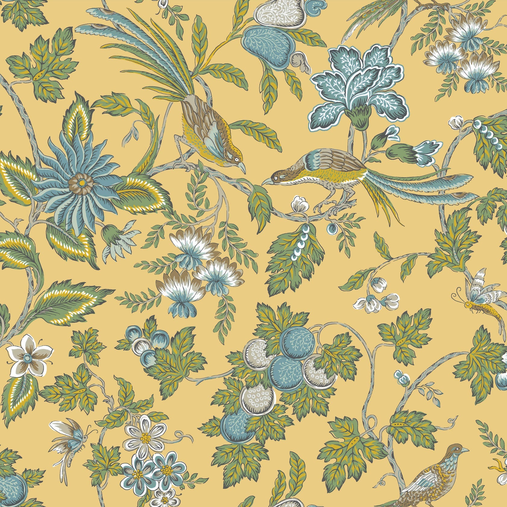 Parterre Jacobean Light Yellow Jardin Wallpaper by York Wallcoverings