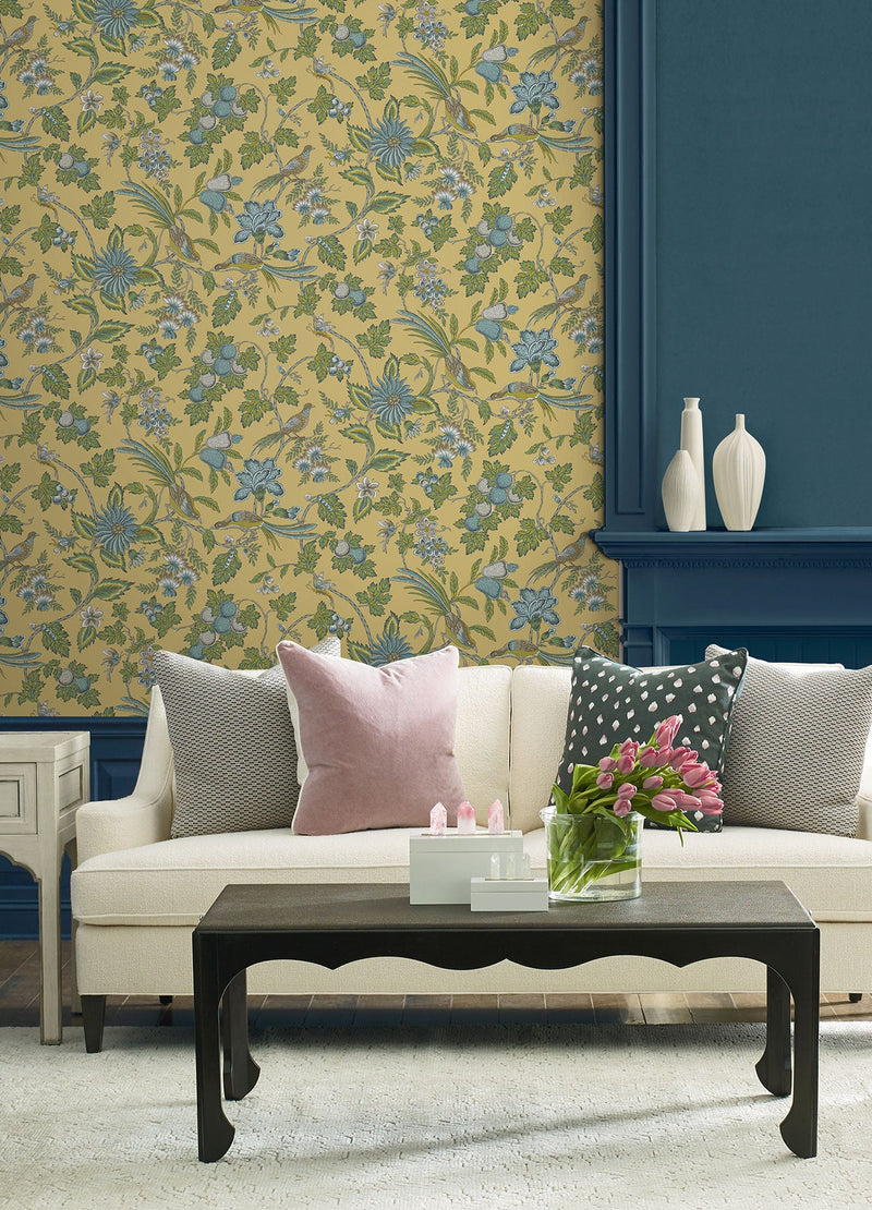 Parterre Jacobean Light Yellow Jardin Wallpaper by York Wallcoverings