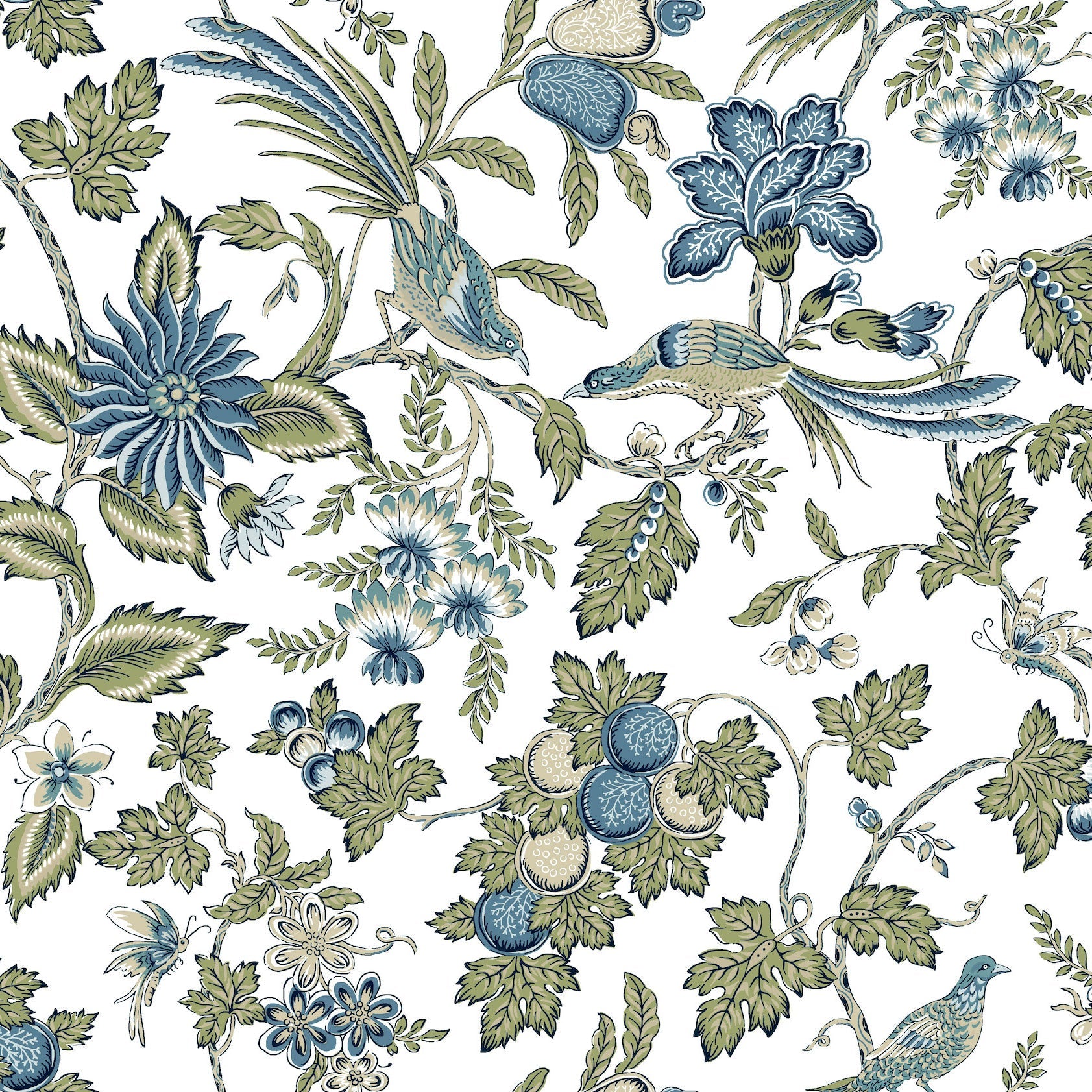 Parterre Jacobean Blue Jardin Wallpaper by York Wallcoverings