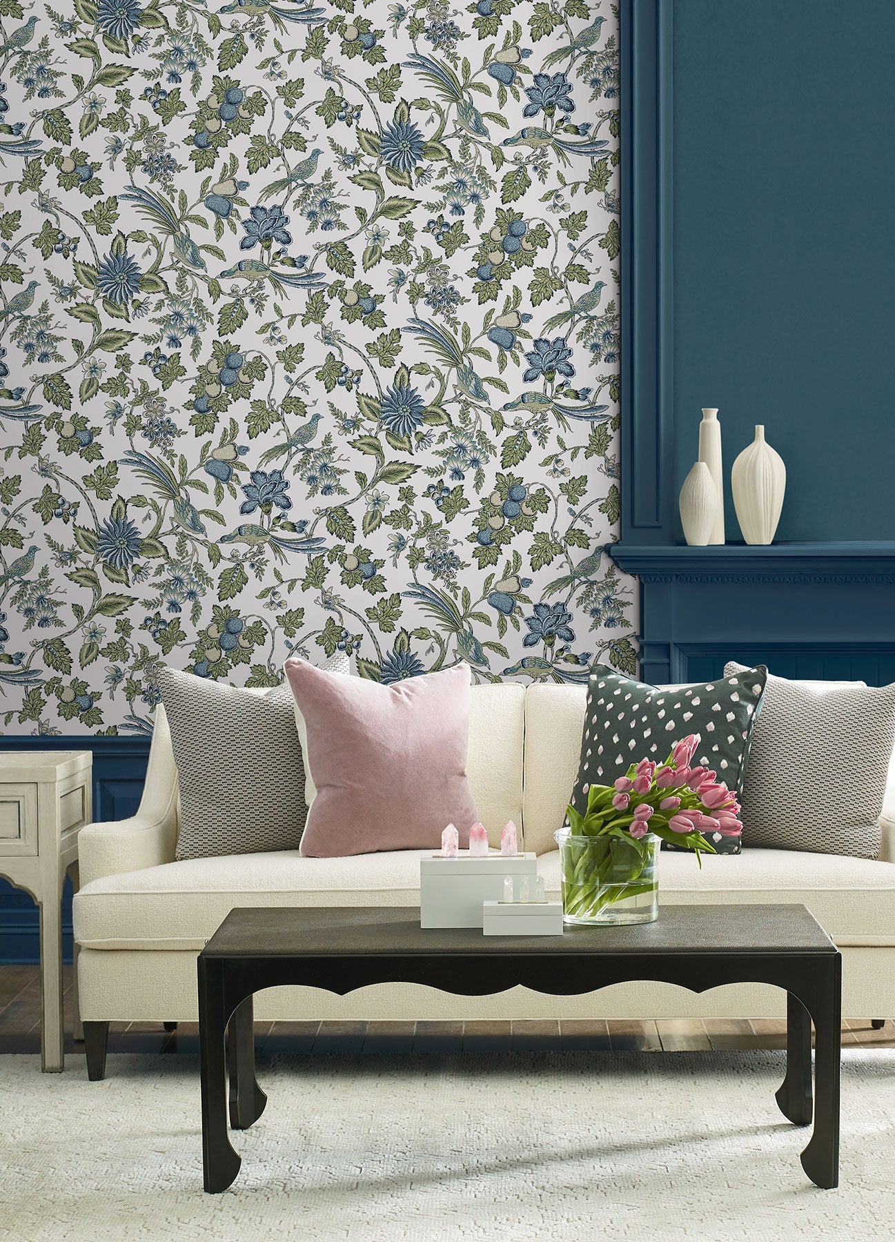 Parterre Jacobean Blue Jardin Wallpaper by York Wallcoverings