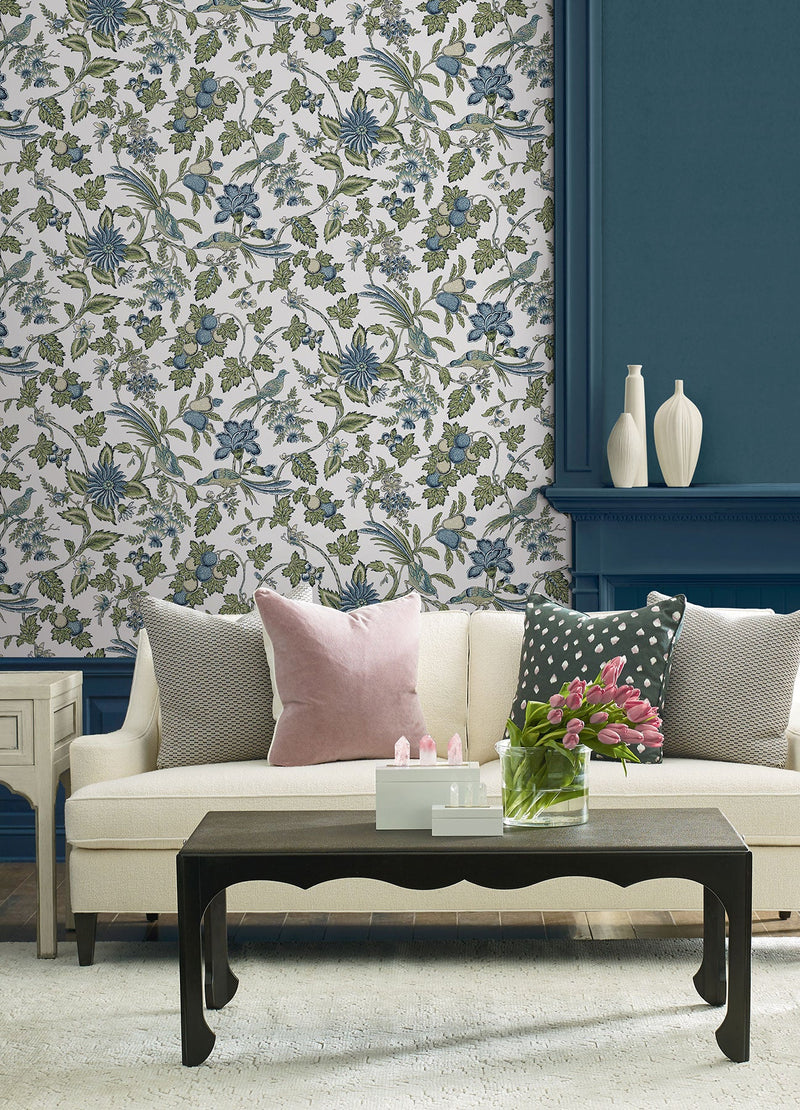 Parterre Jacobean Blue Jardin Wallpaper by York Wallcoverings