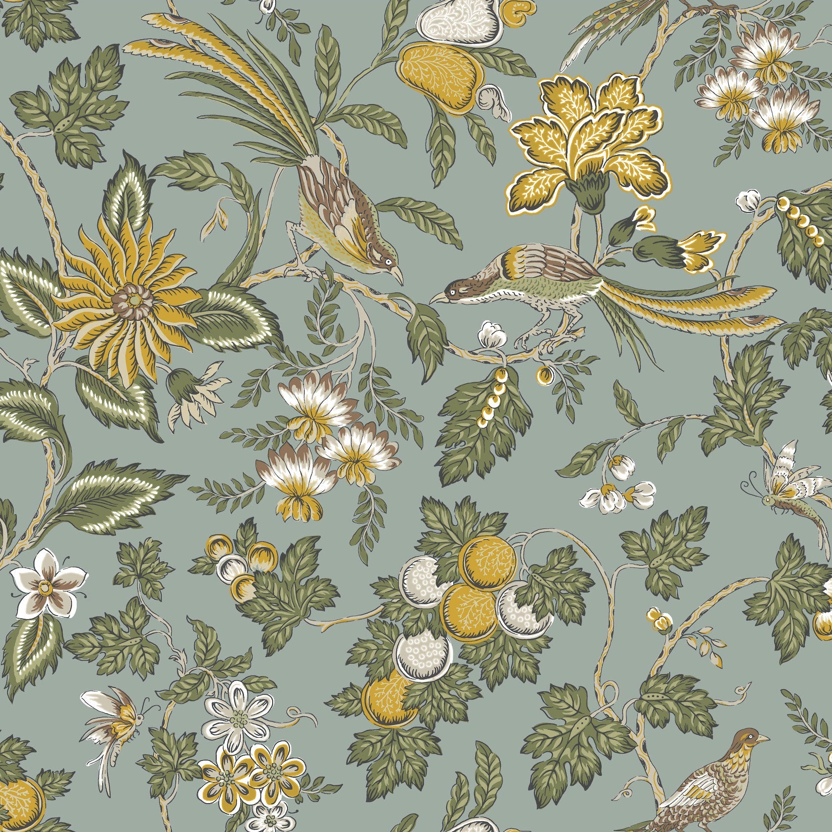 Parterre Jacobean Light Blue Jardin Wallpaper by York Wallcoverings