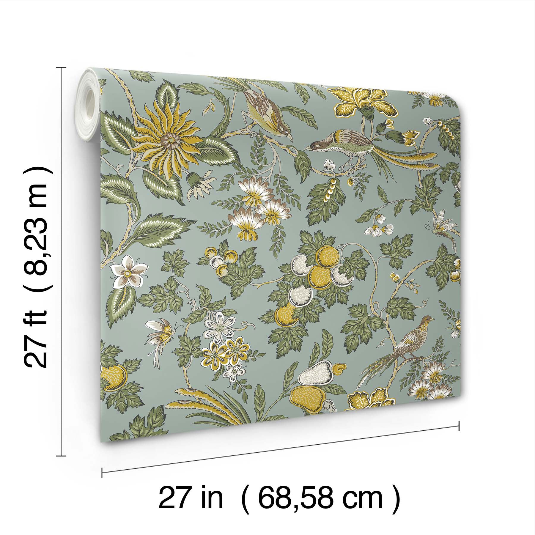 Parterre Jacobean Light Blue Jardin Wallpaper by York Wallcoverings