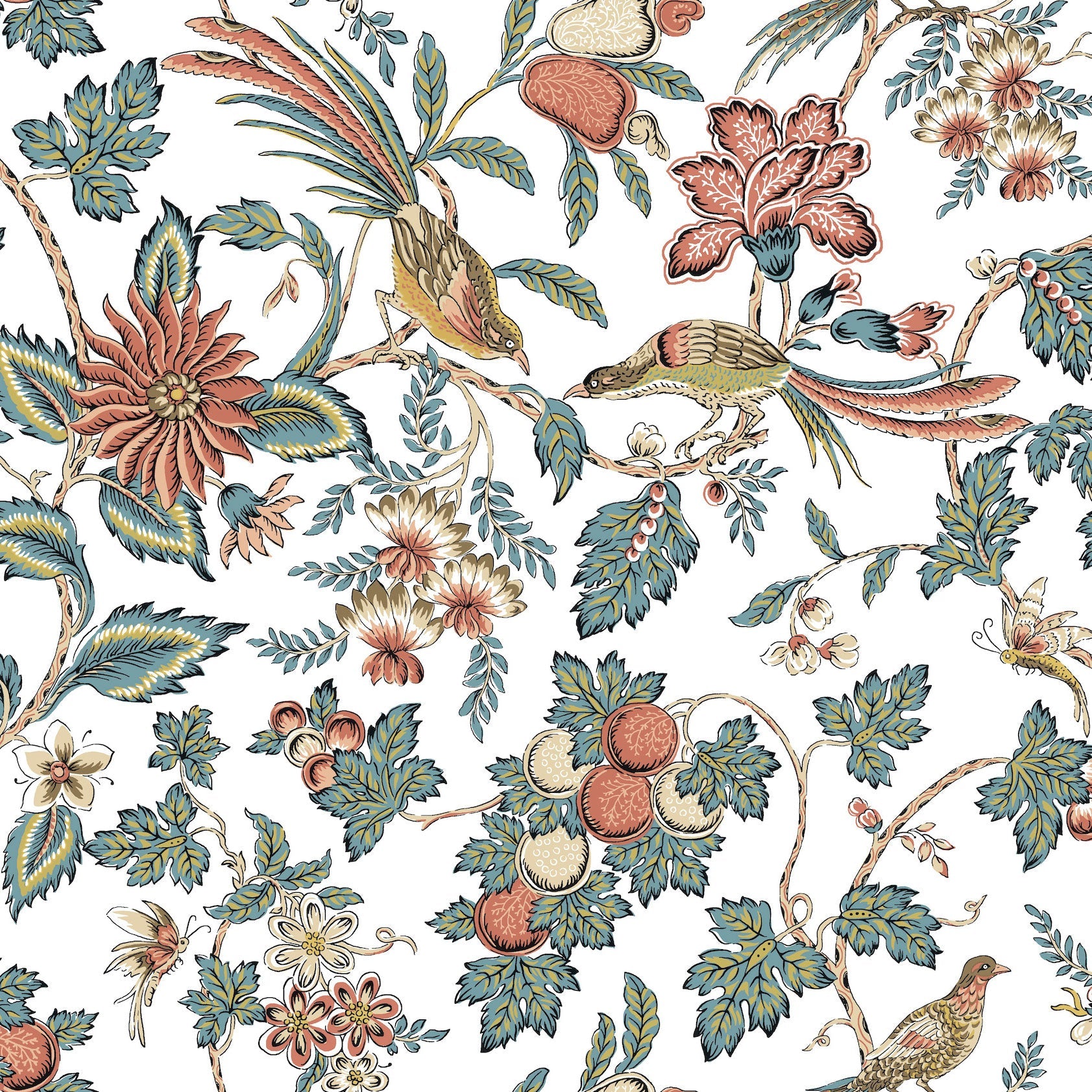 Parterre Jacobean Coral Jardin Wallpaper by York Wallcoverings
