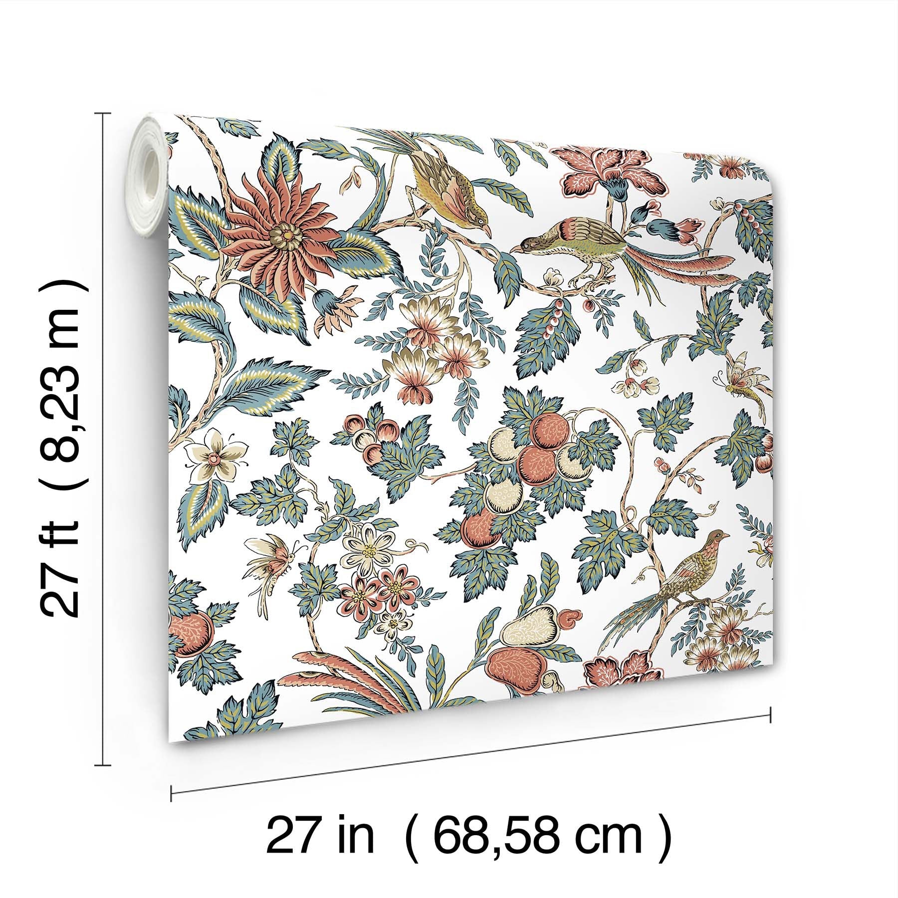 Parterre Jacobean Coral Jardin Wallpaper by York Wallcoverings