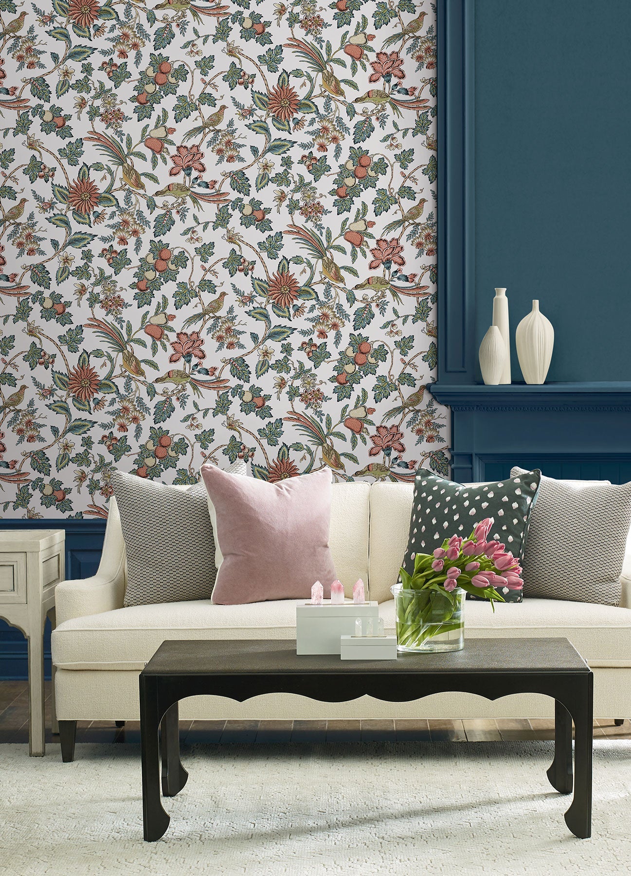 Parterre Jacobean Coral Jardin Wallpaper by York Wallcoverings