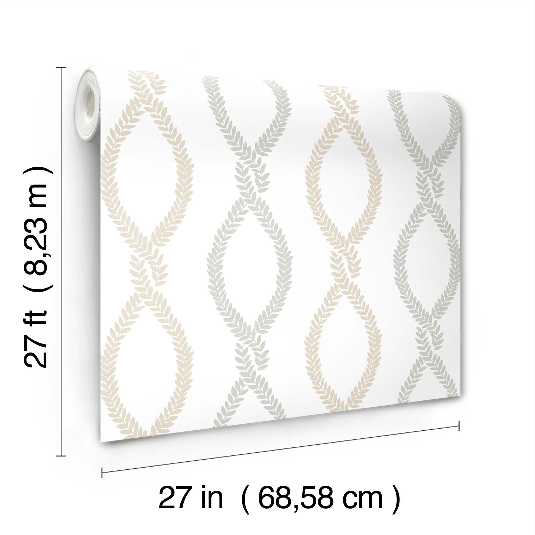 Laureate Vine Trellis Neutral Jardin Wallpaper by York Wallcoverings