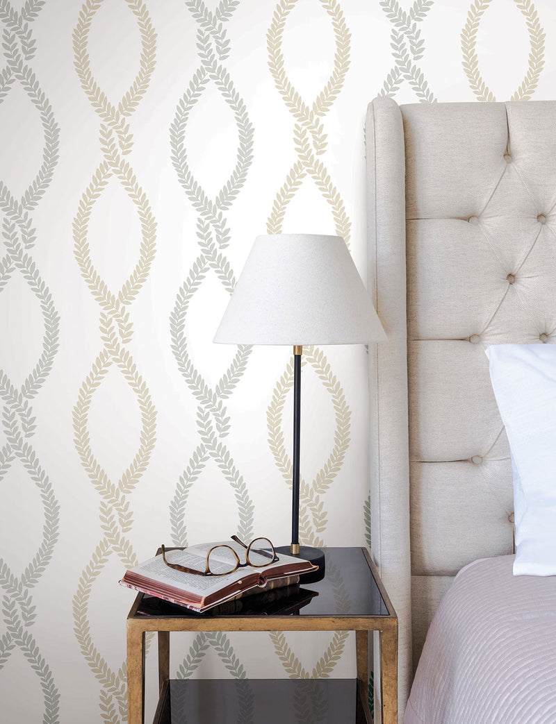 Laureate Vine Trellis Neutral Jardin Wallpaper by York Wallcoverings