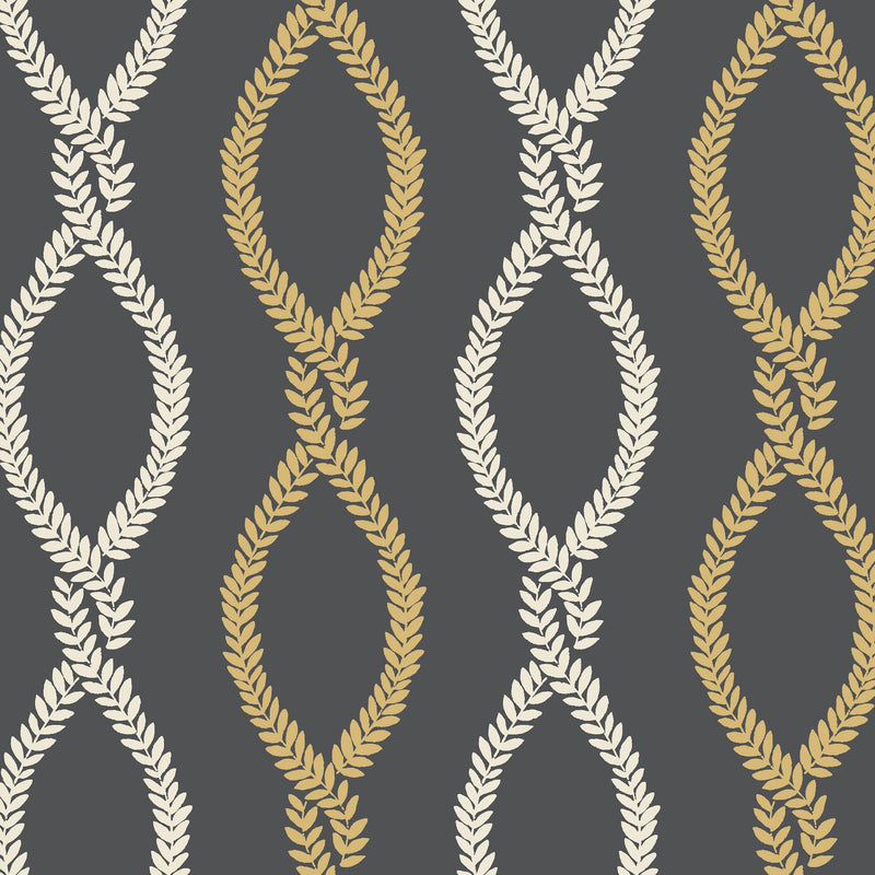 Laureate Vine Trellis Black Jardin Wallpaper by York Wallcoverings