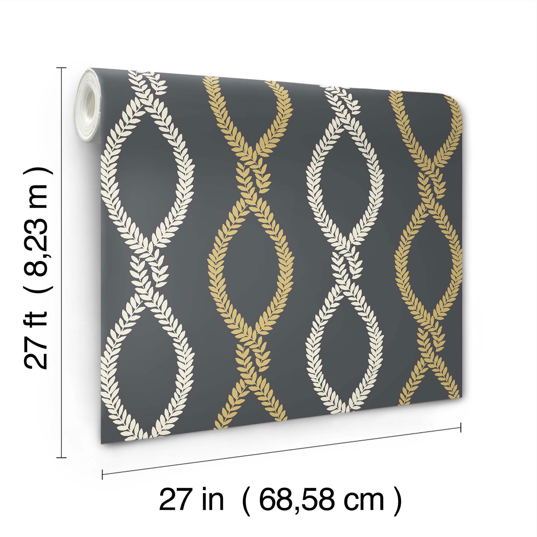 Laureate Vine Trellis Black Jardin Wallpaper by York Wallcoverings