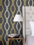 Laureate Vine Trellis Black Jardin Wallpaper by York Wallcoverings