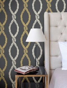 Laureate Vine Trellis Black Jardin Wallpaper by York Wallcoverings