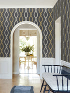 Laureate Vine Trellis Black Jardin Wallpaper by York Wallcoverings