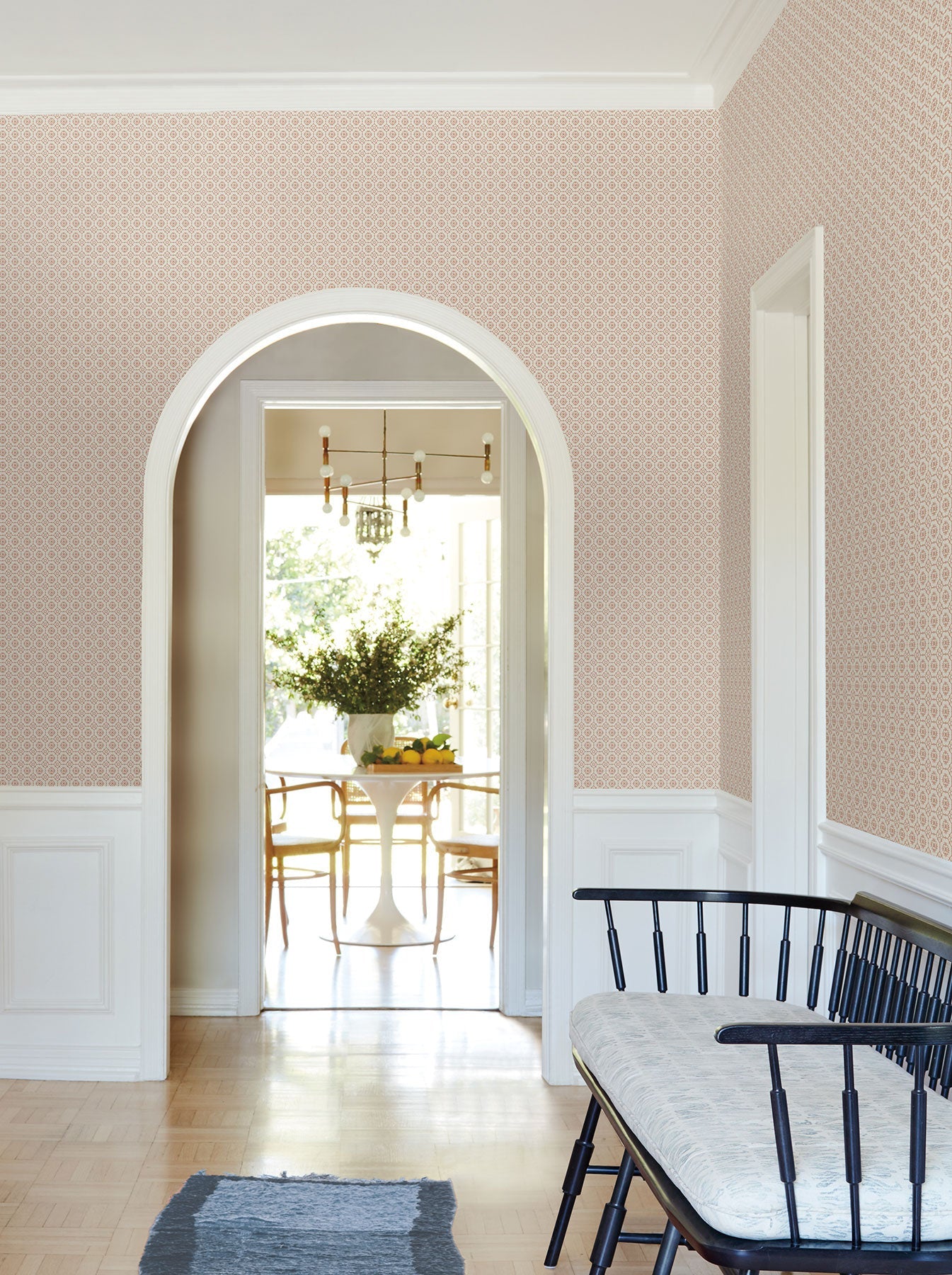 Priti Floral Grid Rose Jardin Wallpaper by York Wallcoverings