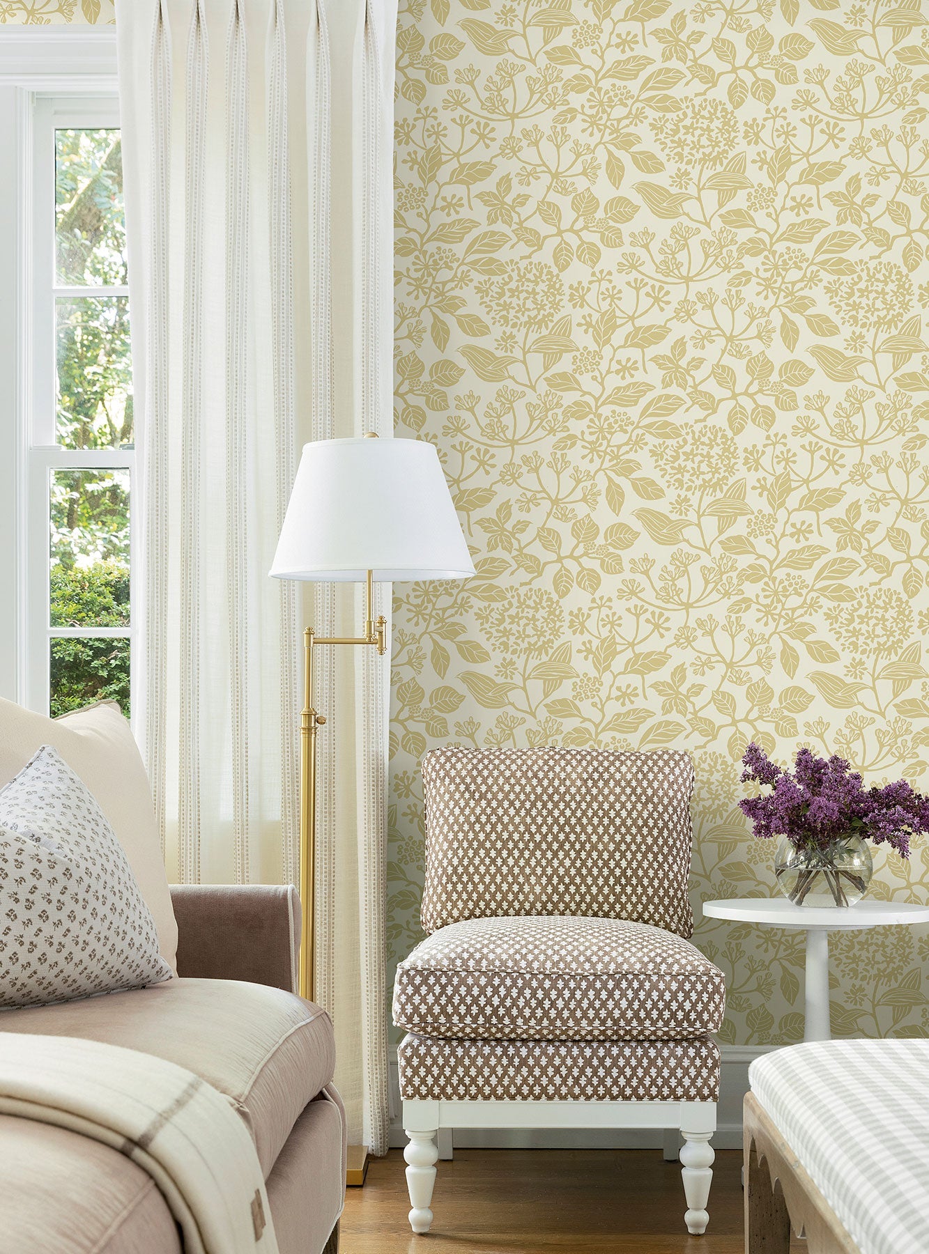 Rowen Botanical Honey Jardin Wallpaper by York Wallcoverings