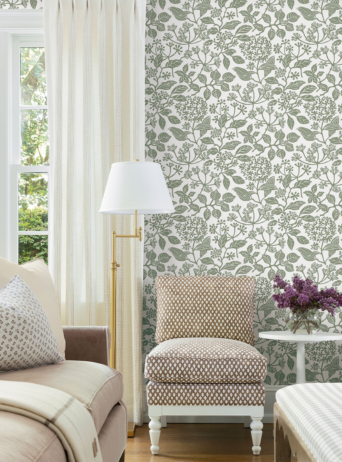 Rowen Botanical Olive Jardin Wallpaper by York Wallcoverings