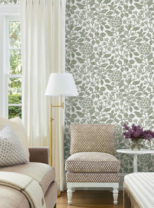 Rowen Botanical Olive Jardin Wallpaper by York Wallcoverings
