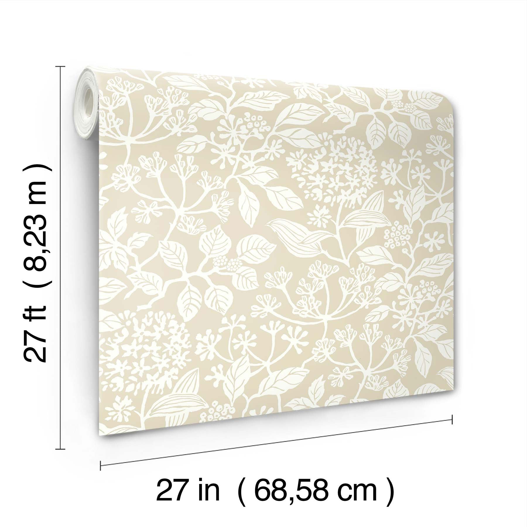 Rowen Botanical Beige Jardin Wallpaper by York Wallcoverings