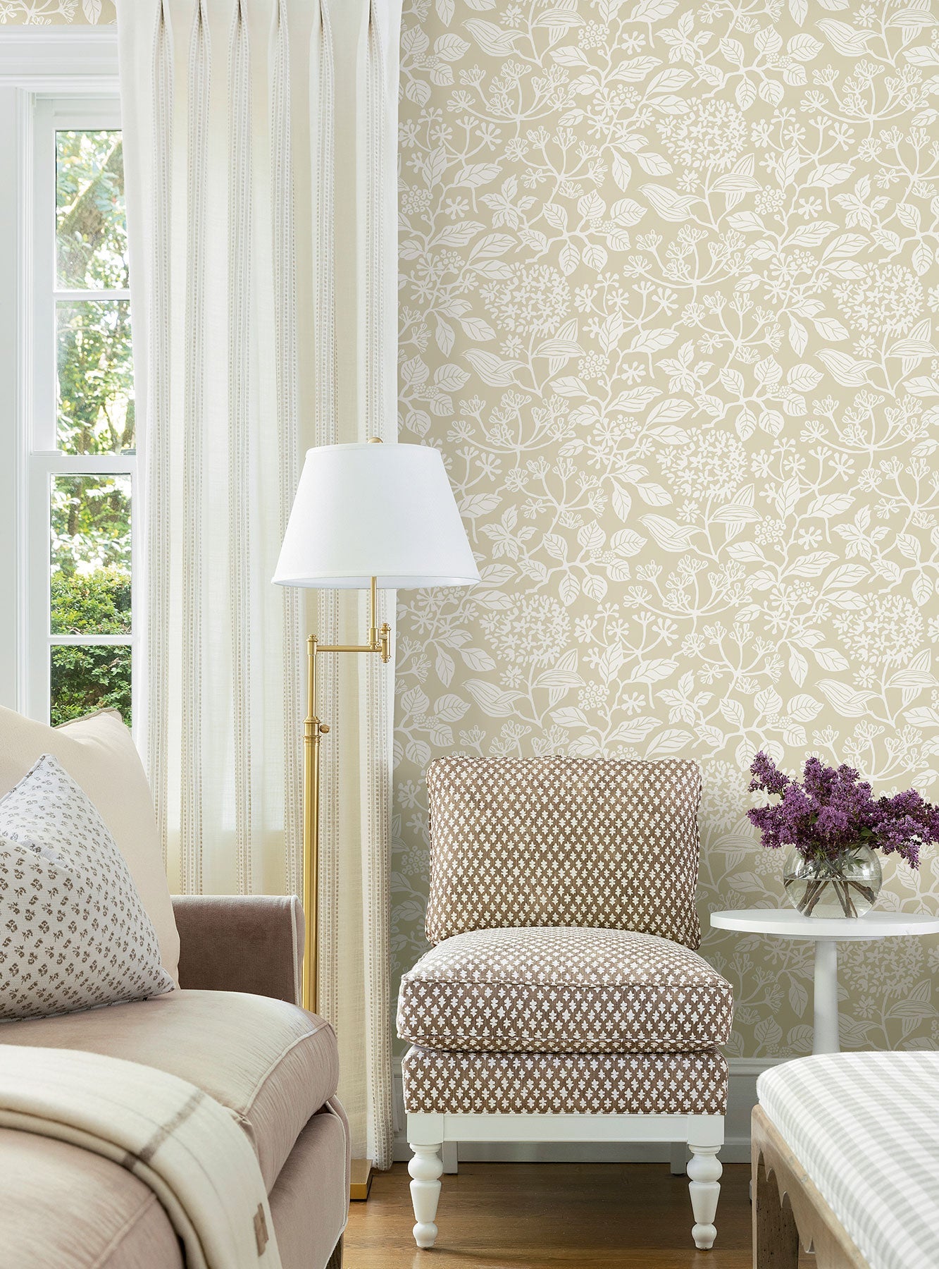 Rowen Botanical Beige Jardin Wallpaper by York Wallcoverings