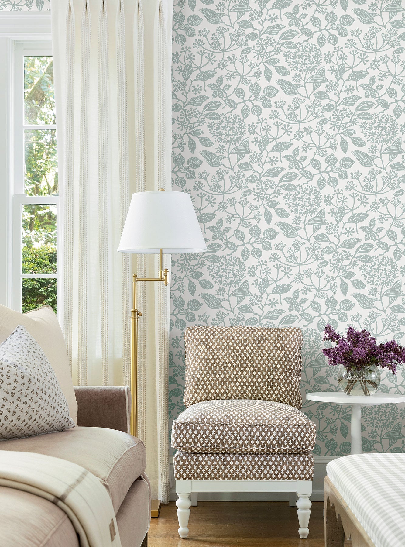 Rowen Botanical Light Blue Jardin Wallpaper by York Wallcoverings