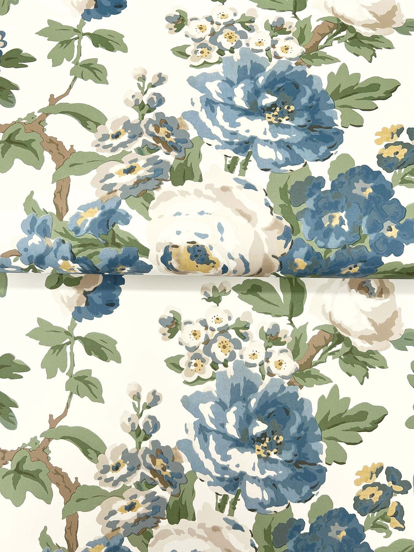 Beatrix Vintage Floral Blue Jardin Wallpaper by York Wallcoverings