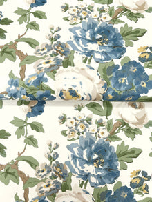 Beatrix Vintage Floral Blue Jardin Wallpaper by York Wallcoverings