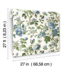 Beatrix Vintage Floral Blue Jardin Wallpaper by York Wallcoverings