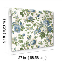 Beatrix Vintage Floral Blue Jardin Wallpaper by York Wallcoverings