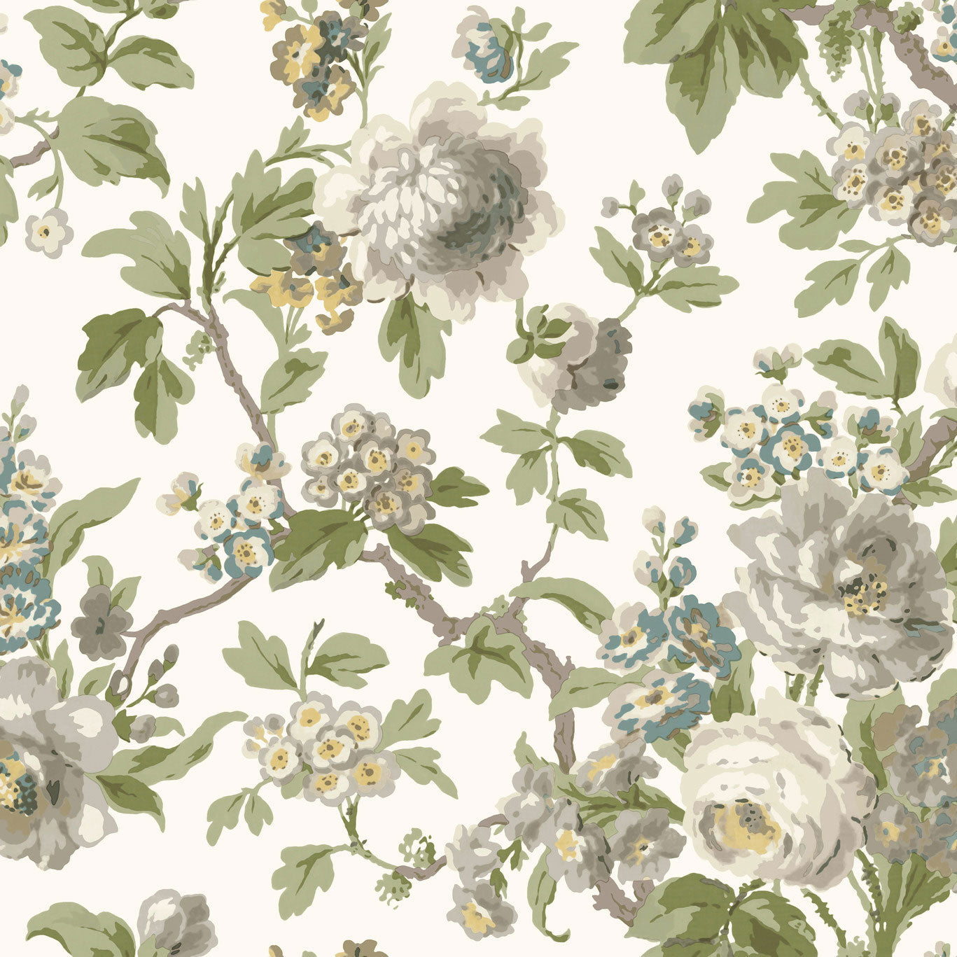 Beatrix Vintage Floral Neutral Jardin Wallpaper by York Wallcoverings