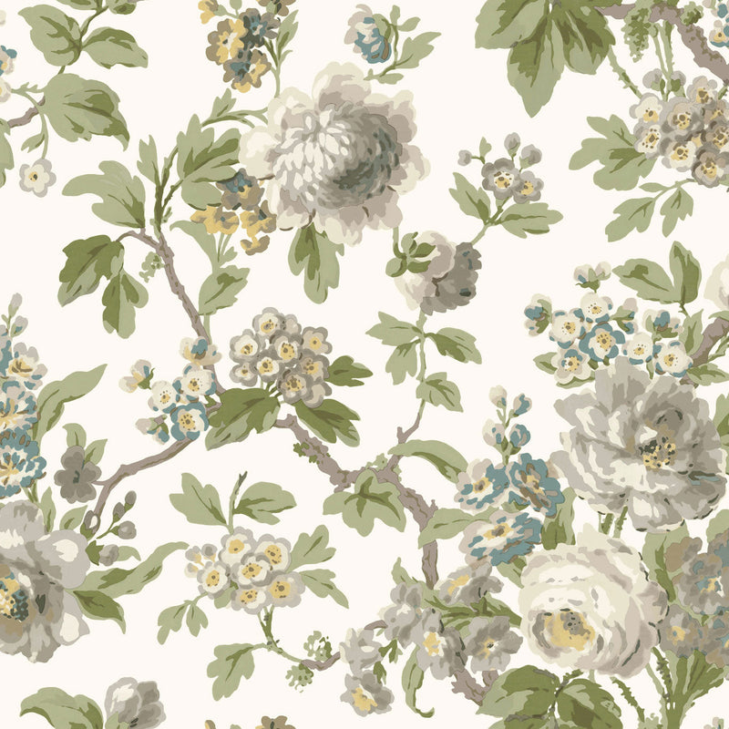 Beatrix Vintage Floral Neutral Jardin Wallpaper by York Wallcoverings