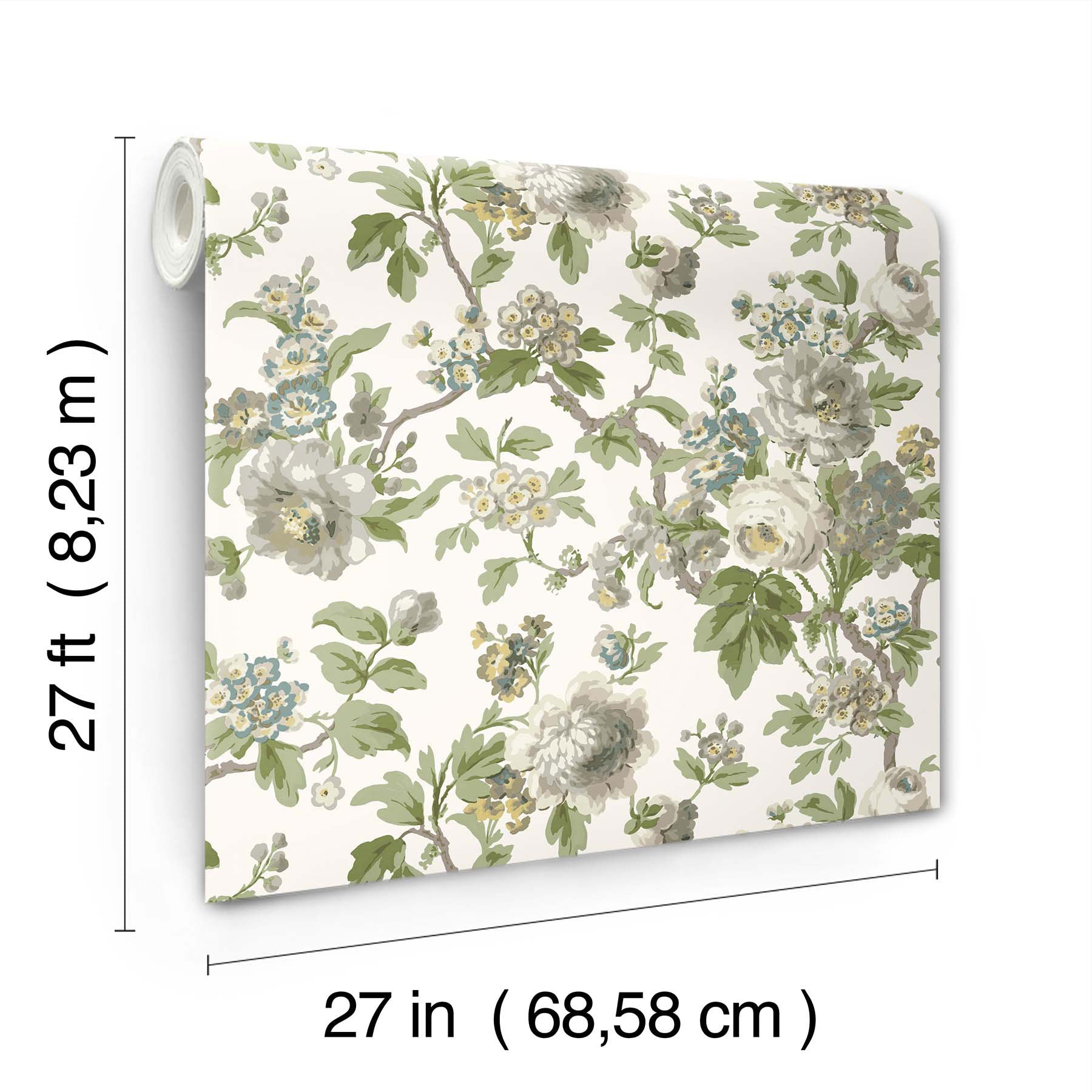 Beatrix Vintage Floral Neutral Jardin Wallpaper by York Wallcoverings