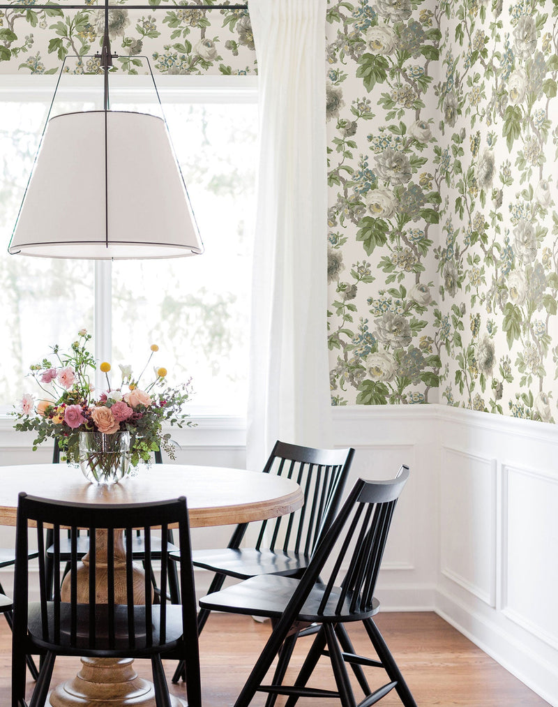 Beatrix Vintage Floral Neutral Jardin Wallpaper by York Wallcoverings